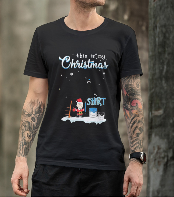 Snoopy And Charlie Brown This Is My Christmas Carolina Panthers T-Shirt