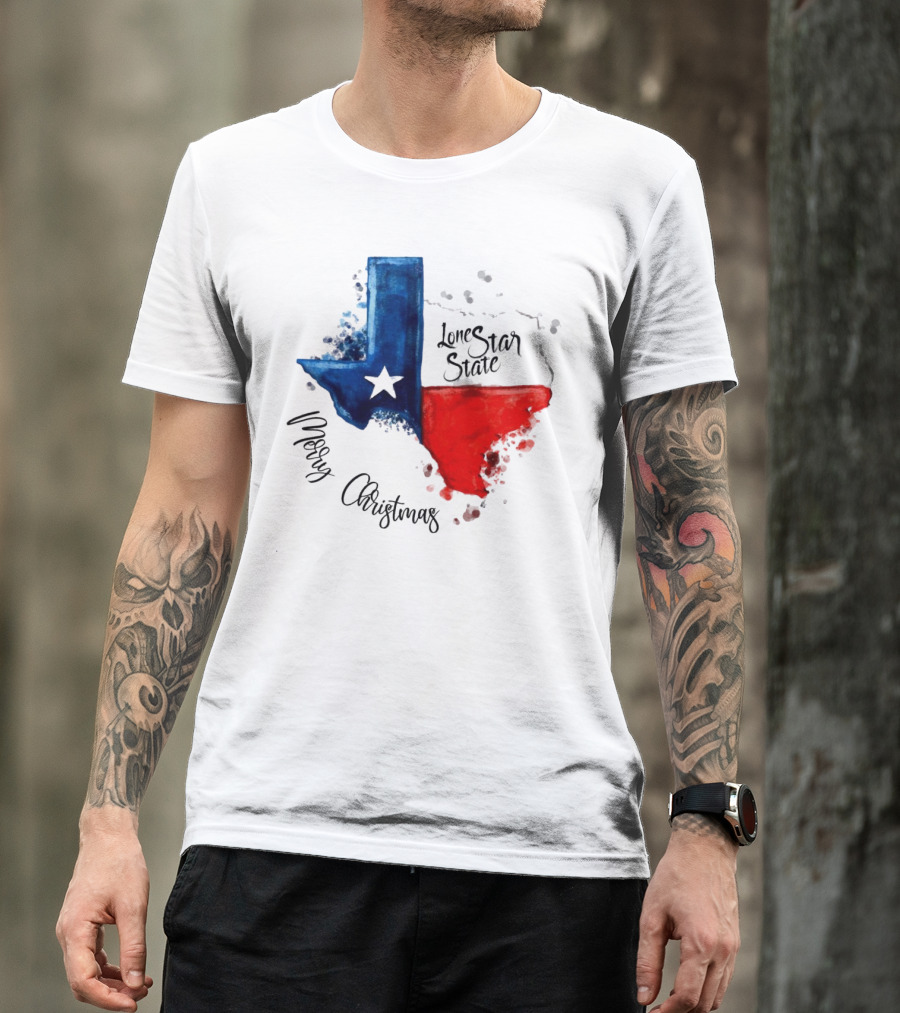 Texas Flag Lone Star State Merry Christmas T-Shirt