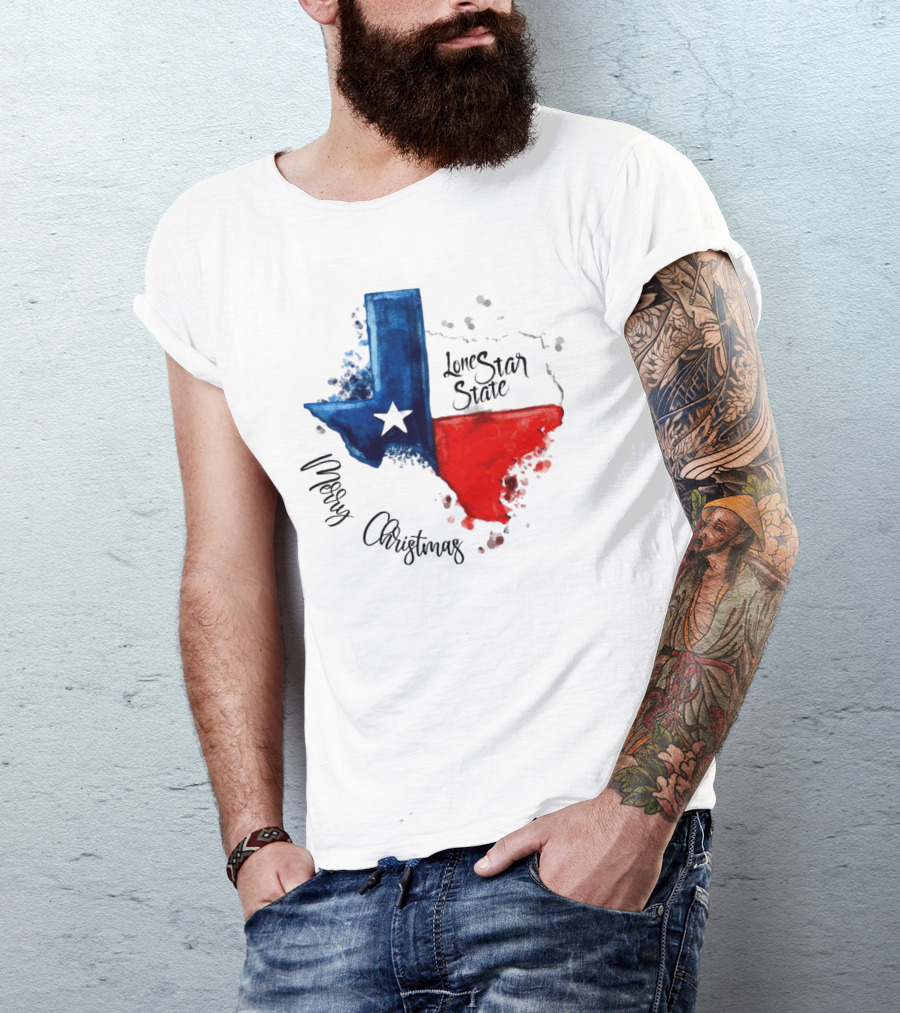 Texas Flag Lone Star State Merry Christmas T-Shirt