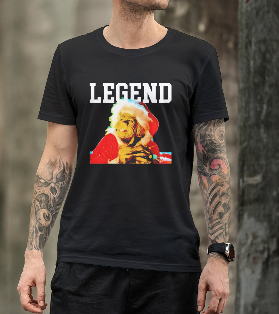 Grinch In Santa Outfit With Legend Text Christmas T-Shirt
