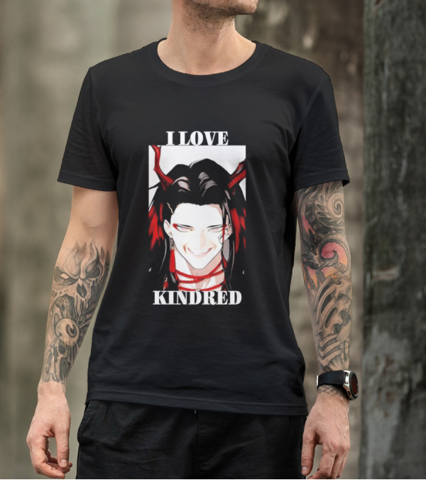 I Love Kindred Vox Akuma Demon Aesthetic Bold Black Red White T-Shirt