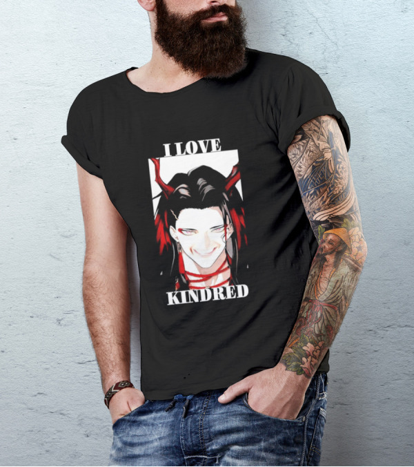 I Love Kindred Vox Akuma Demon Aesthetic Bold Black Red White T-Shirt