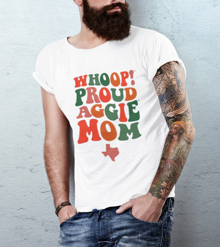 Whoop Proud Aggie Mom Texas Map T-Shirt