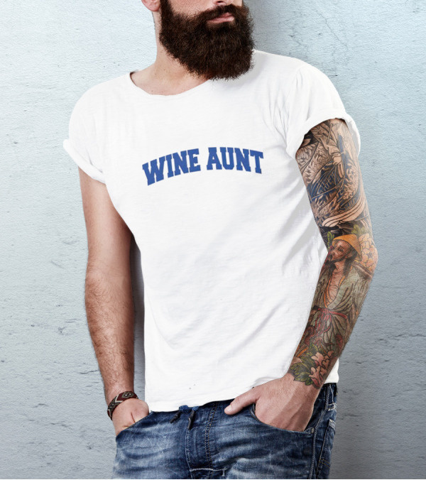 Wine Aunt Blue Text T-Shirt