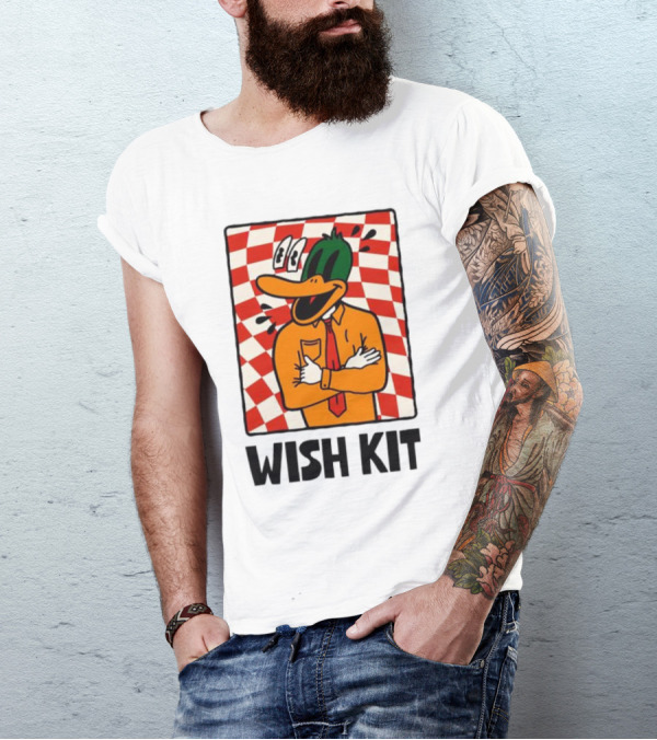 WISH KIT DUCK CHECKERED EYE POPPING CARTOON T-Shirt