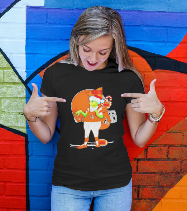 Cleveland Browns Christmas Santa Grinch Football T-Shirt