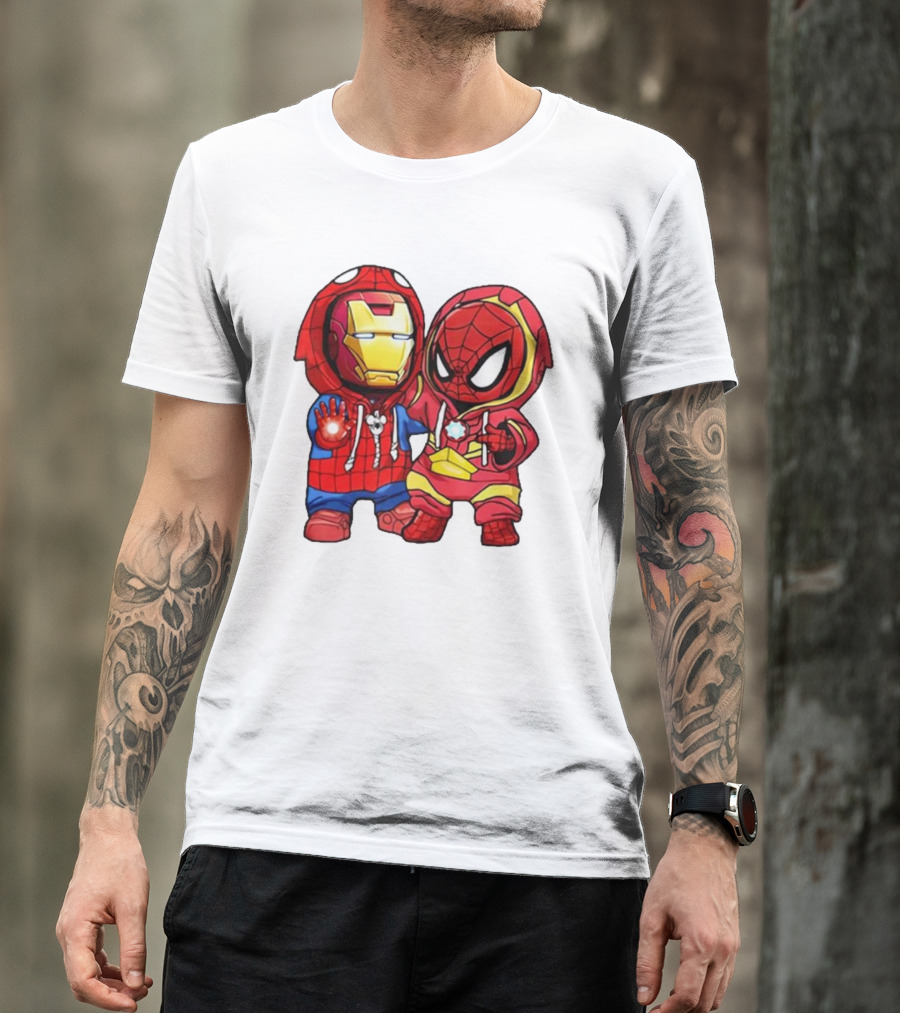 Spider-Man And Iron Man Cute Chibi Hoodie Heroes T-Shirt