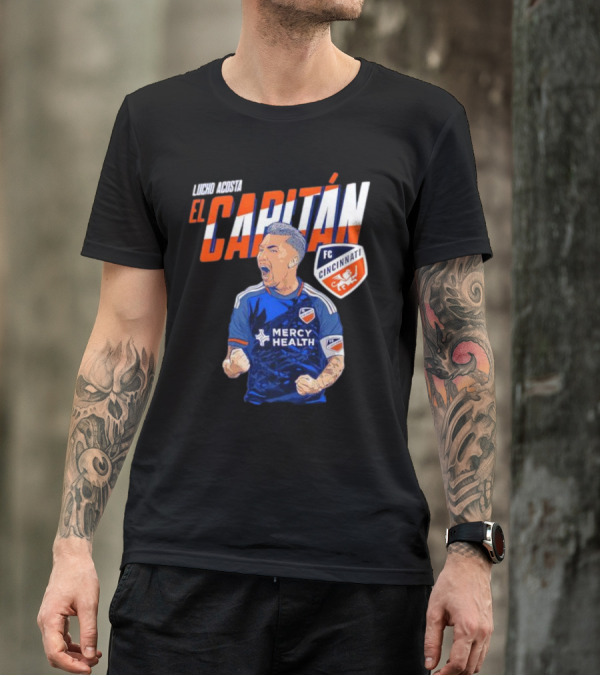 FC Cincinnati Lucho Acosta El Capitan Mercy Health Soccer Captain T-Shirt