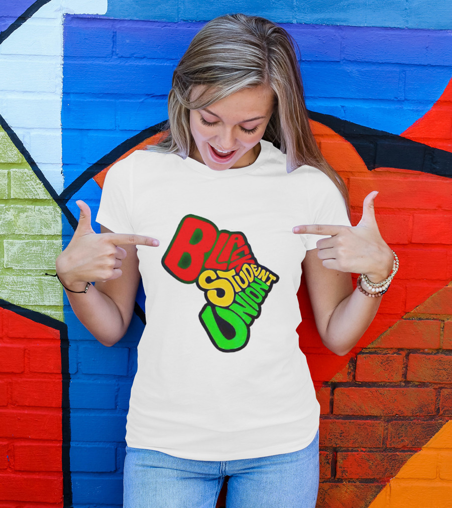 Black Student Union Red Yellow Green Text T-Shirt