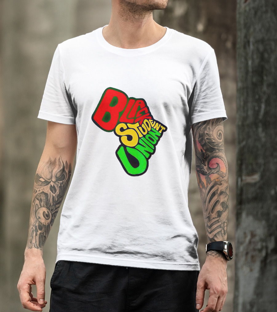 Black Student Union Red Yellow Green Text T-Shirt