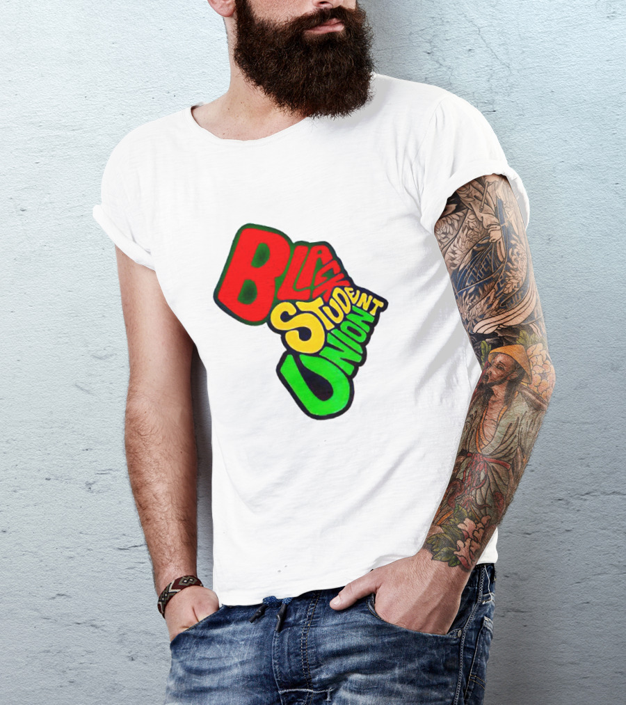 Black Student Union Red Yellow Green Text T-Shirt