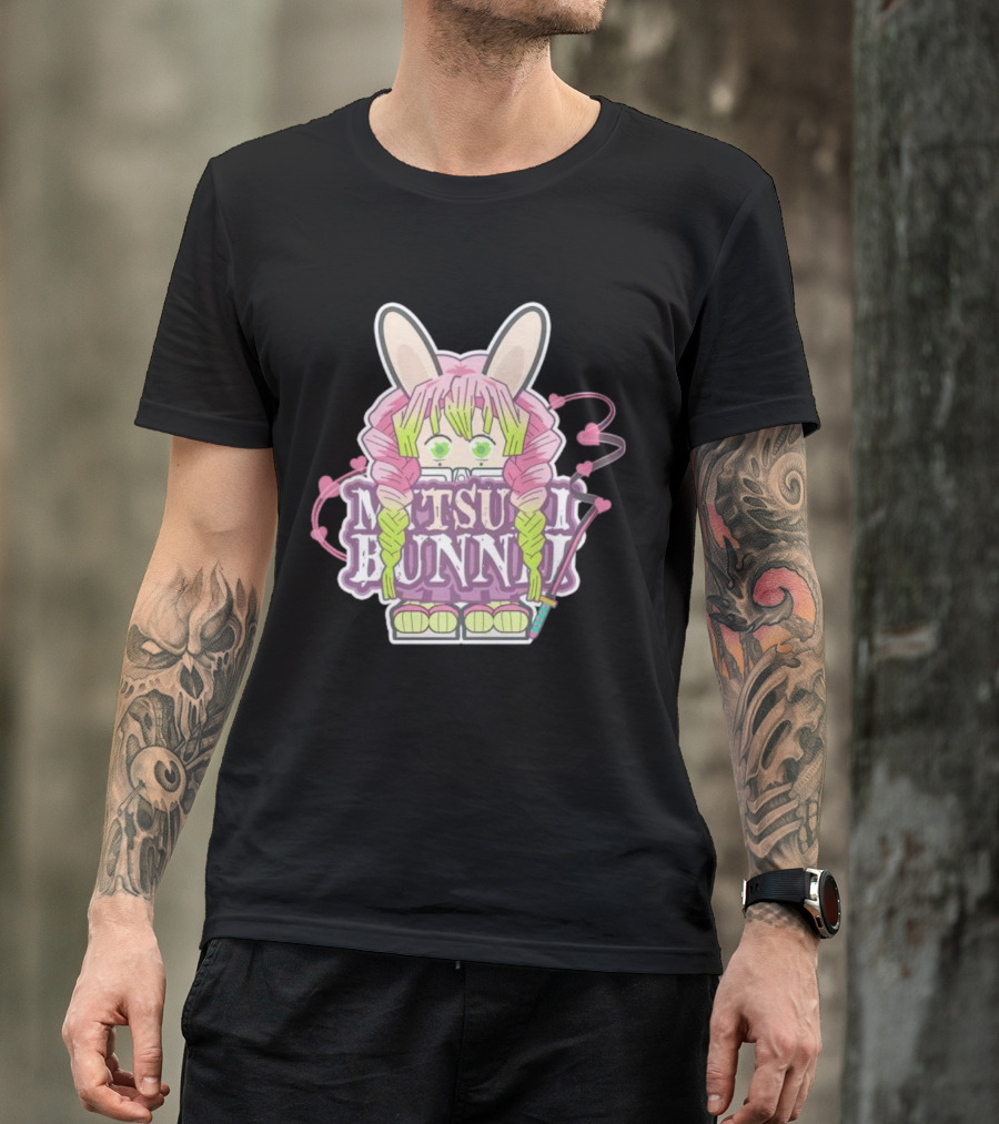 Bunnii Gang Mitsuri Bunnii Cute Pastel Character With Bunny Ears And Heart Details T-Shirt