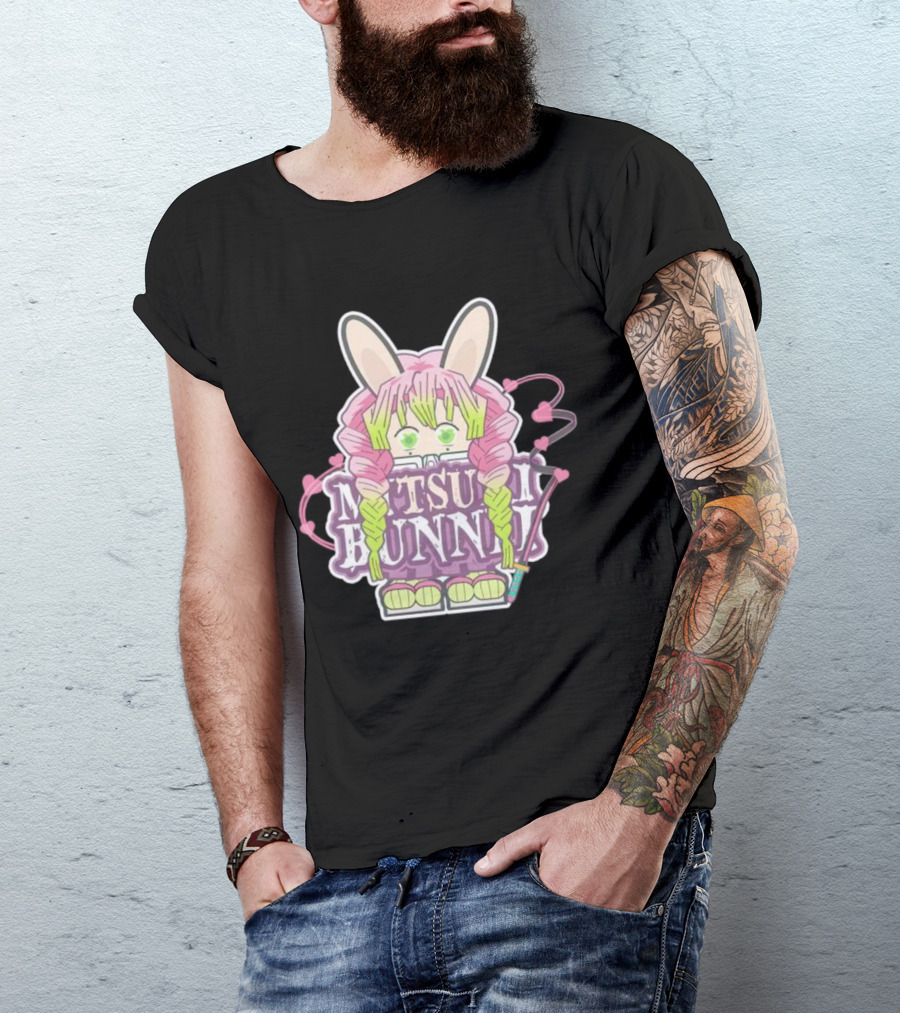 Bunnii Gang Mitsuri Bunnii Cute Pastel Character With Bunny Ears And Heart Details T-Shirt