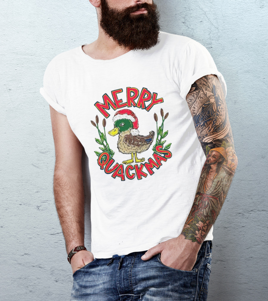 Merry Quackmas Christmas Santa Hat Duck Festive Holiday T-Shirt