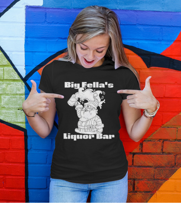 Big Fella's Liquor Bar Holiday Santa Festivity T-Shirt
