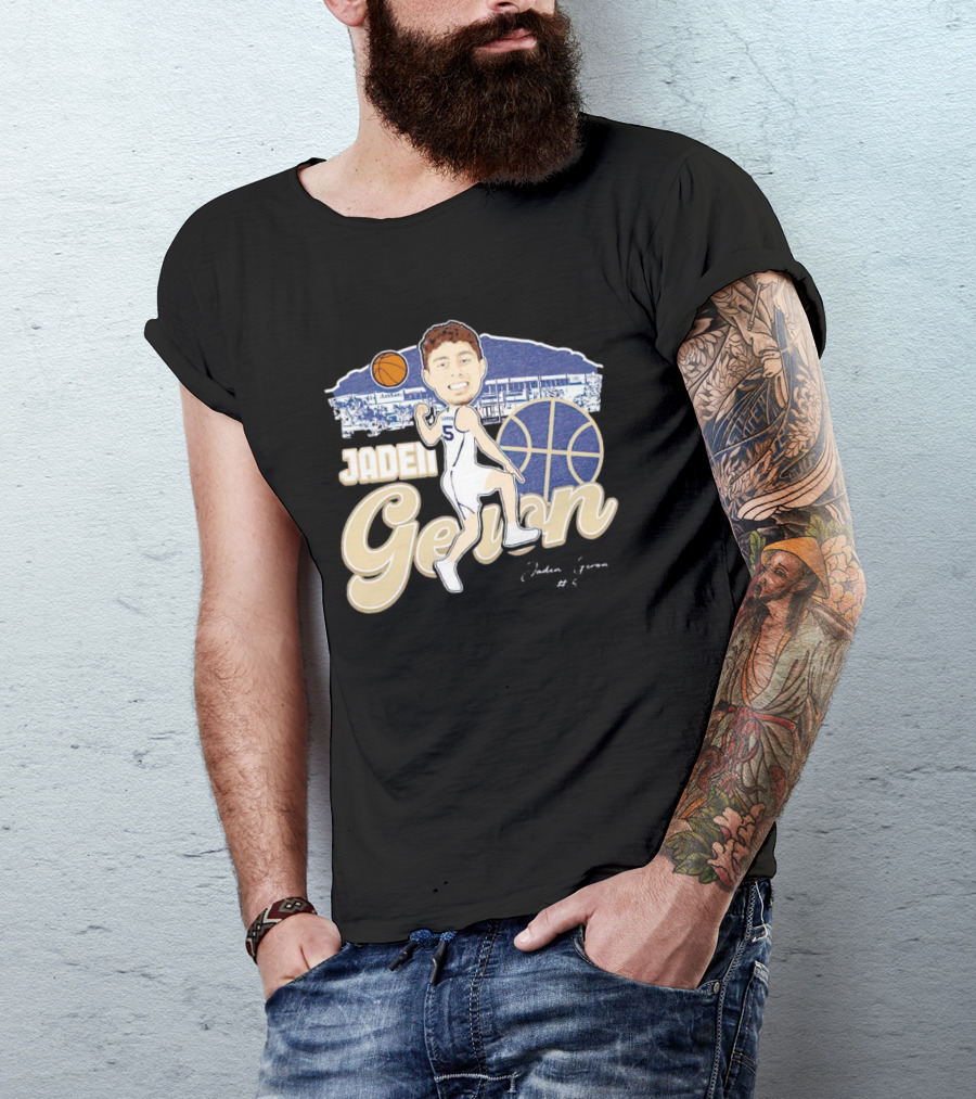 Jaden Geron Montana State Bobcats Basketball Caricature Stadium Scene With Signature T-Shirt
