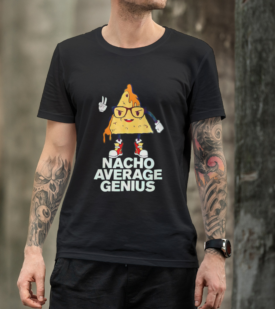 Nacho Average Genius Cartoon Character With Glasses And Sneakers T-Shirt