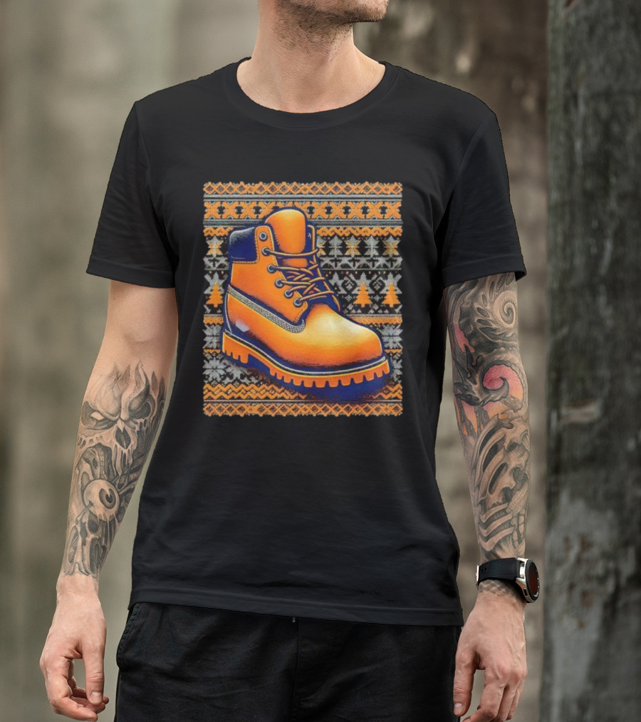 New York Knicks Timbmas Timberland Boot Ugly Christmas T-Shirt