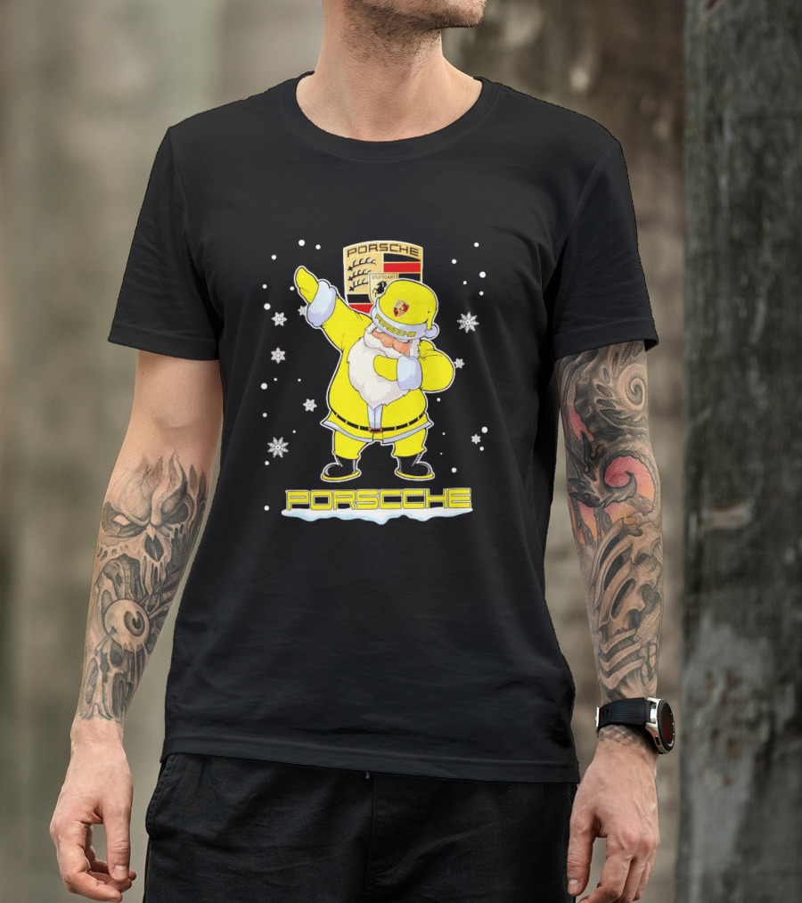 Porsche Santa Claus Dabbing Christmas Snowflakes T-Shirt