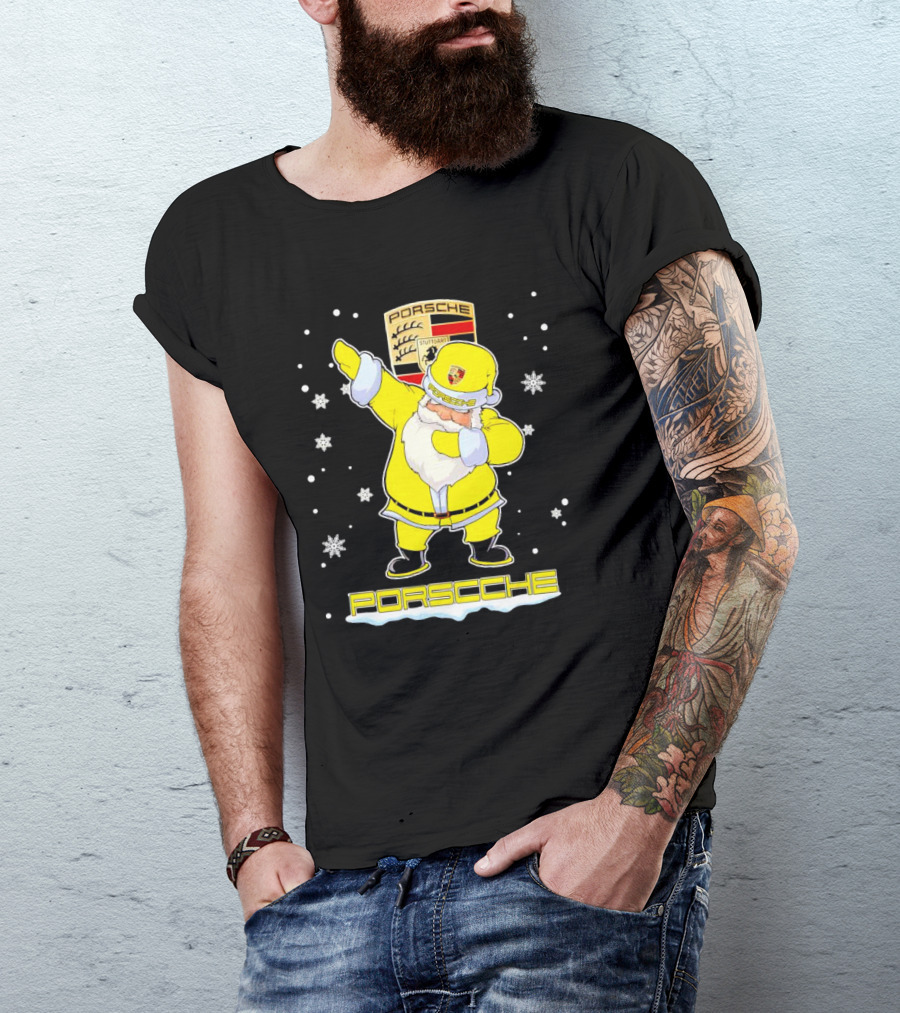 Porsche Santa Claus Dabbing Christmas Snowflakes T-Shirt