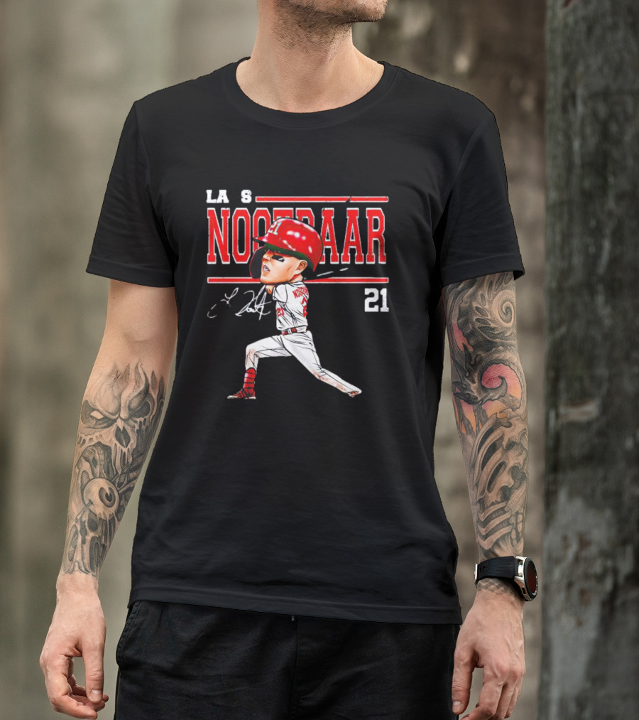 Lars Nootbaar St. Louis Baseball Cartoon Signature 21 T-Shirt