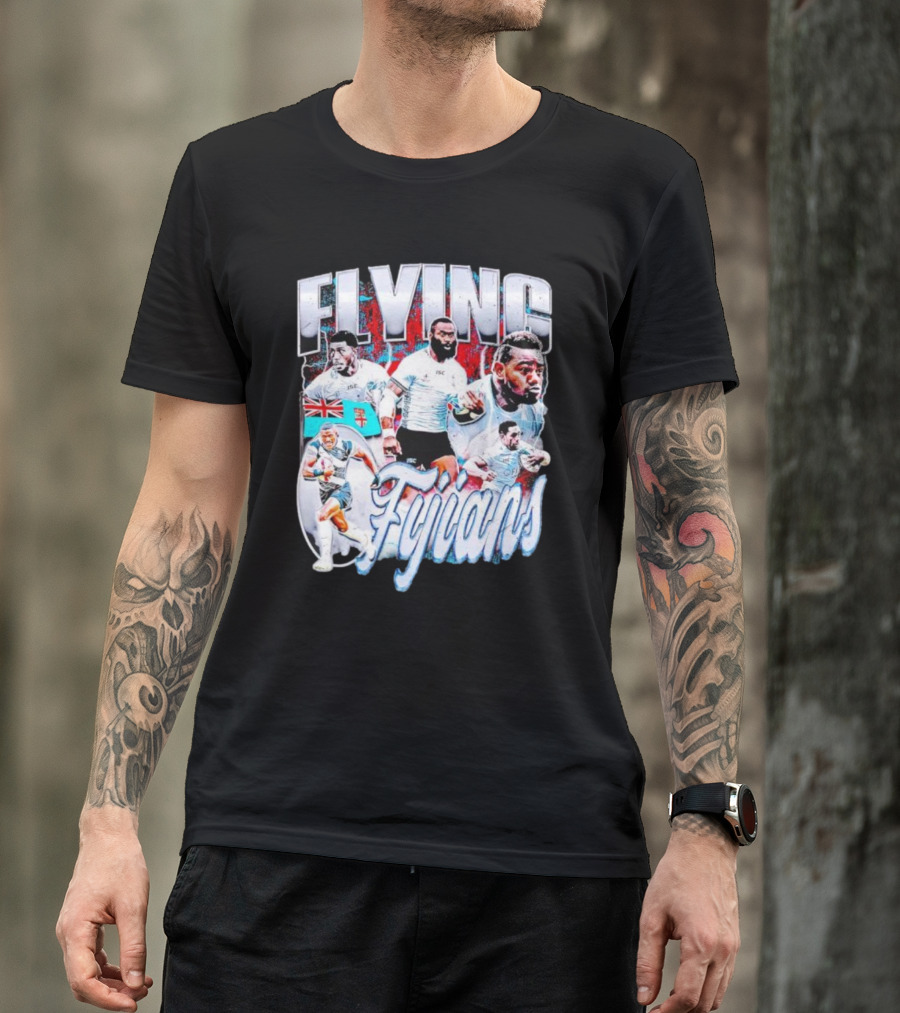 Flying Fijians Rugby Team Dynamic Tribute With Fiji Flag T-Shirt