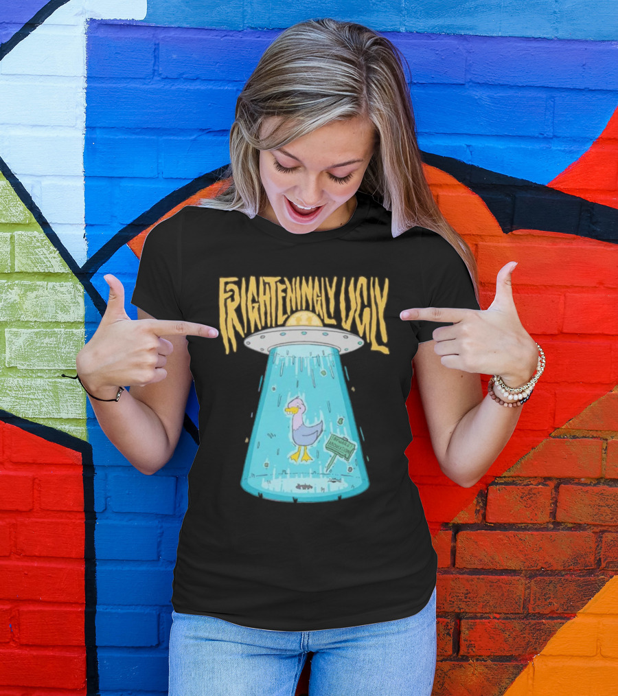 Frighteningly Ugly UFO Duck Abduction T-Shirt