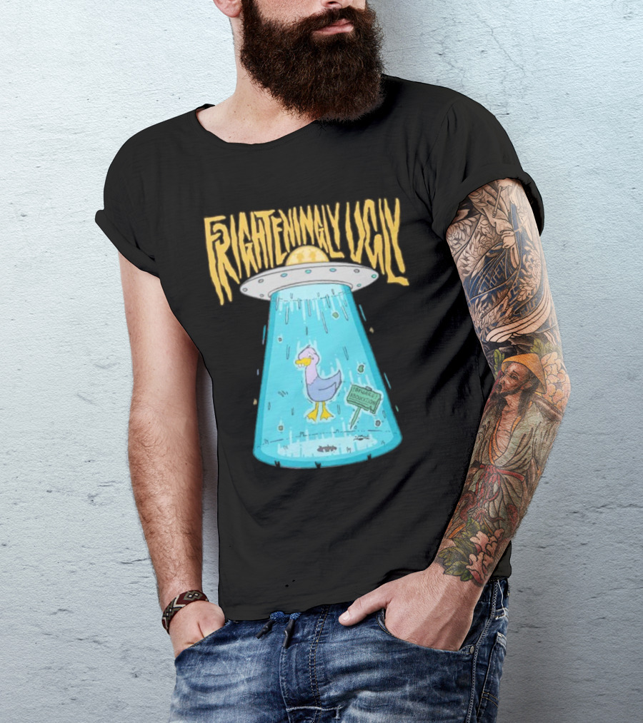 Frighteningly Ugly UFO Duck Abduction T-Shirt