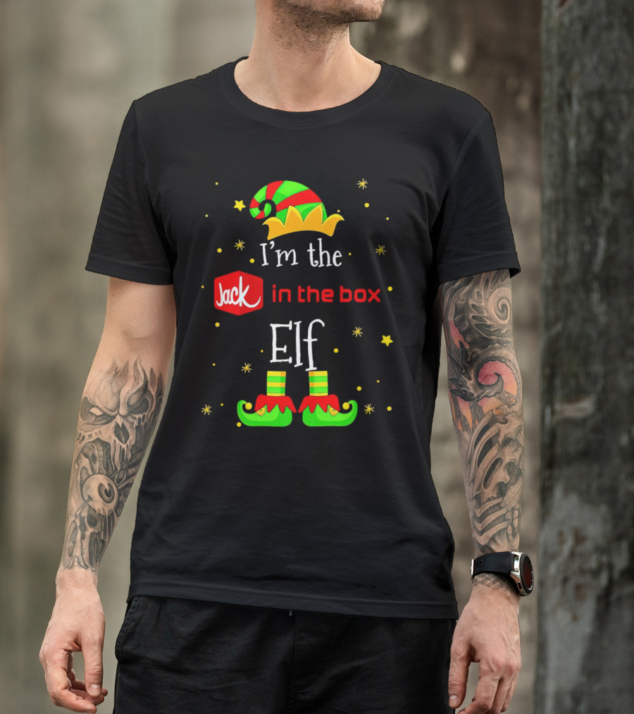 I’m The Jack In The Box Elf Christmas Green Red Hat Shoes Stars T-Shirt