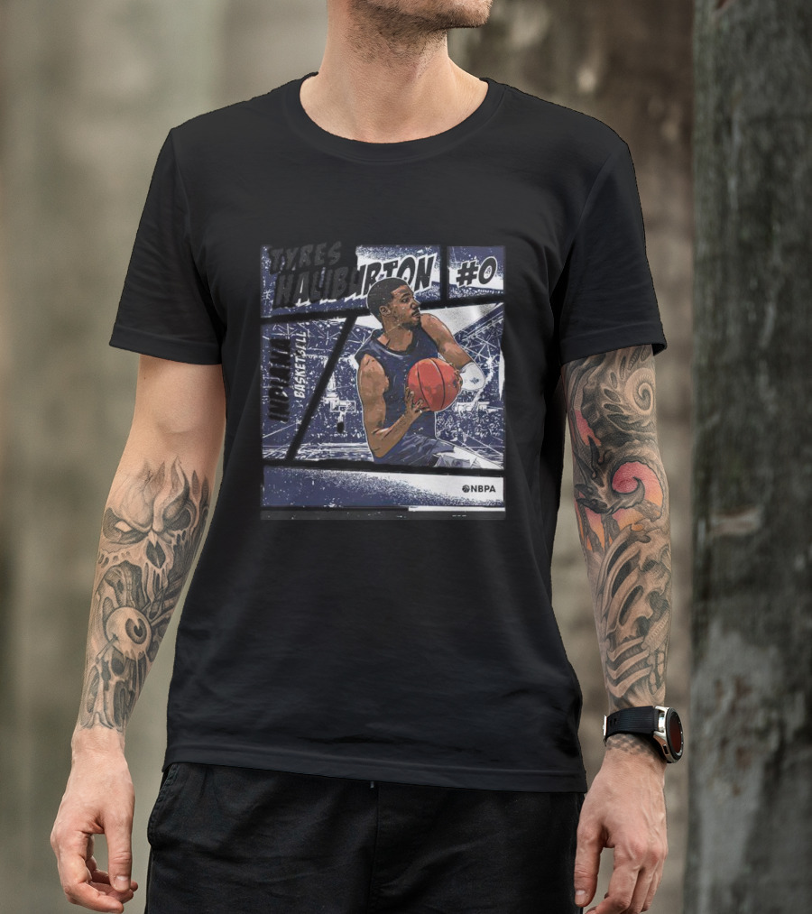 Tyrese Haliburton #0 Indiana Basketball Comic NBPA T-Shirt