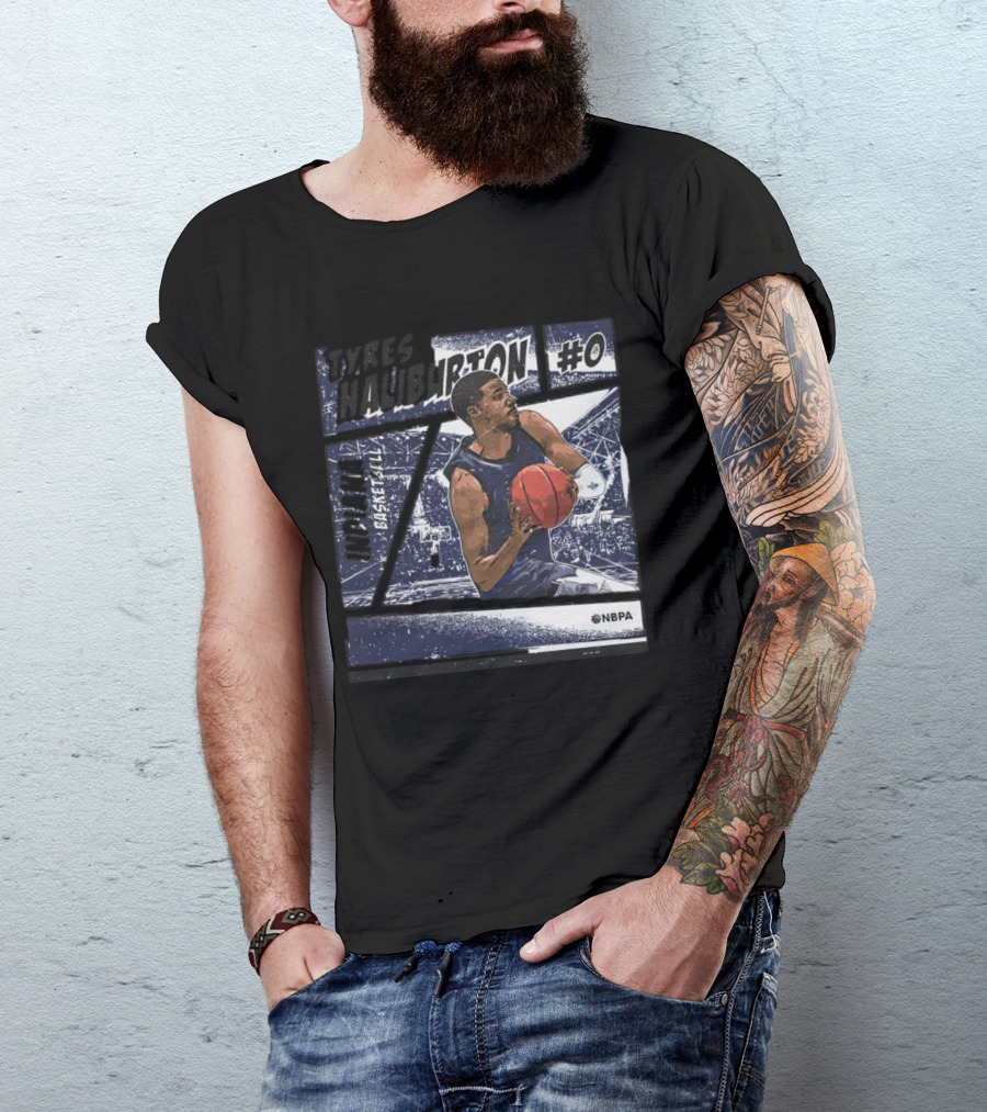 Tyrese Haliburton #0 Indiana Basketball Comic NBPA T-Shirt