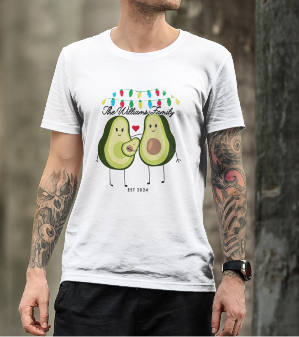 The Williams Family Baby On The Way Avocado Parents Christmas Lights Est T-Shirt