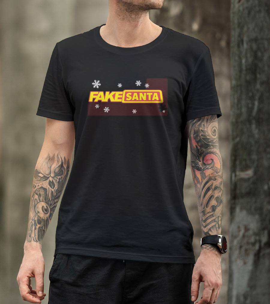 FAKE SANTA Logo With Snowflakes T-Shirt