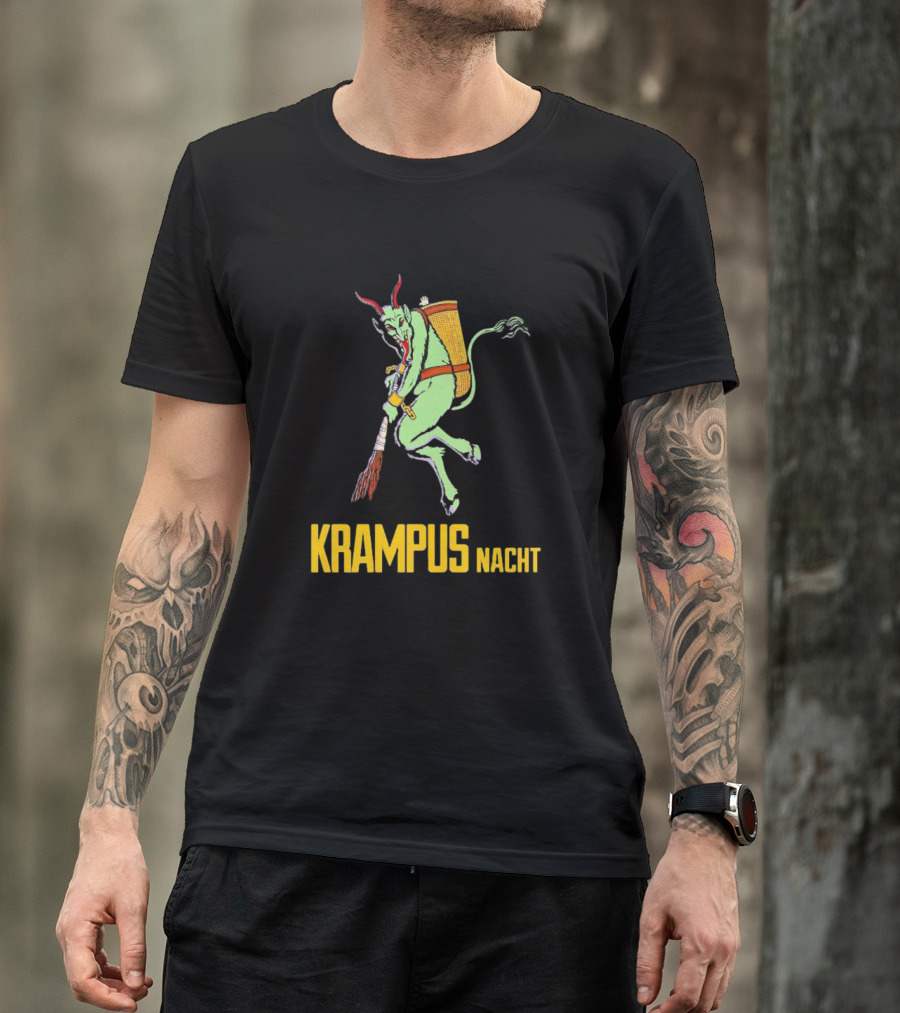 KRAMPUS NACHT Vintage Green Demon With Basket And Birch Bundle T-Shirt
