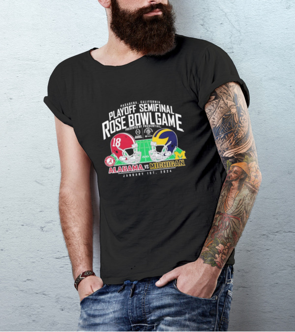 Pasadena California Playoff Semifinal Rose Bowl Game Alabama Vs Michigan January 1st T-Shirt