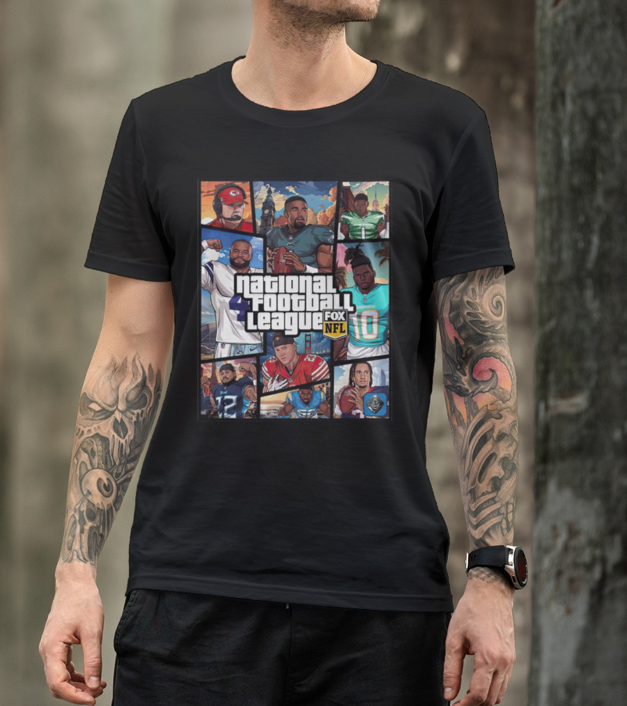 National Football League NFL Teams Players Fox Sports Grand Theft Auto T-Shirt