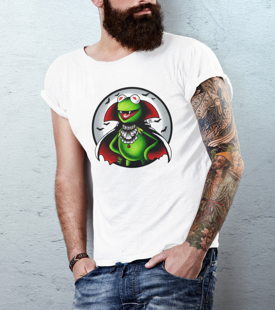 Vampire Kermit The Frog Moon Bats Cloaked Character T-Shirt