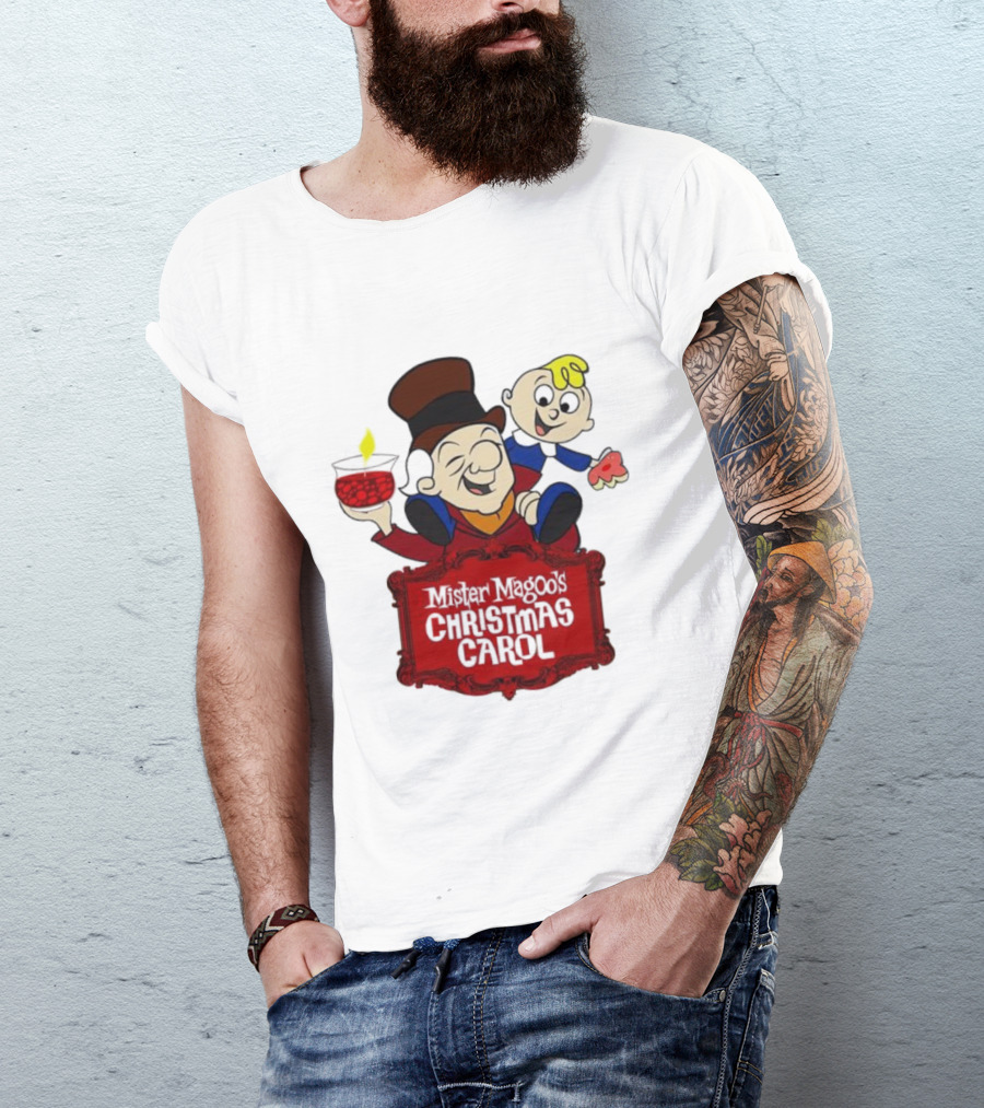 Mister Magoo's Christmas Carol Cartoon Illustration With Festive Characters T-Shirt