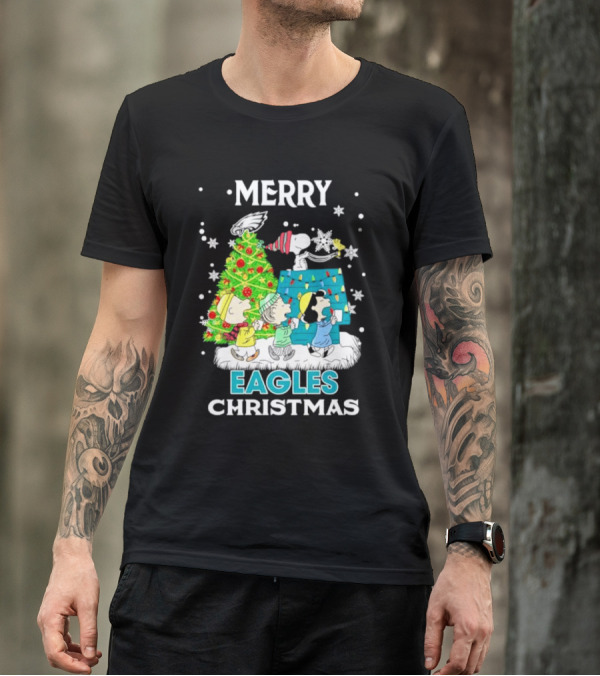 Merry Peanuts Eagles Christmas Holiday T-Shirt