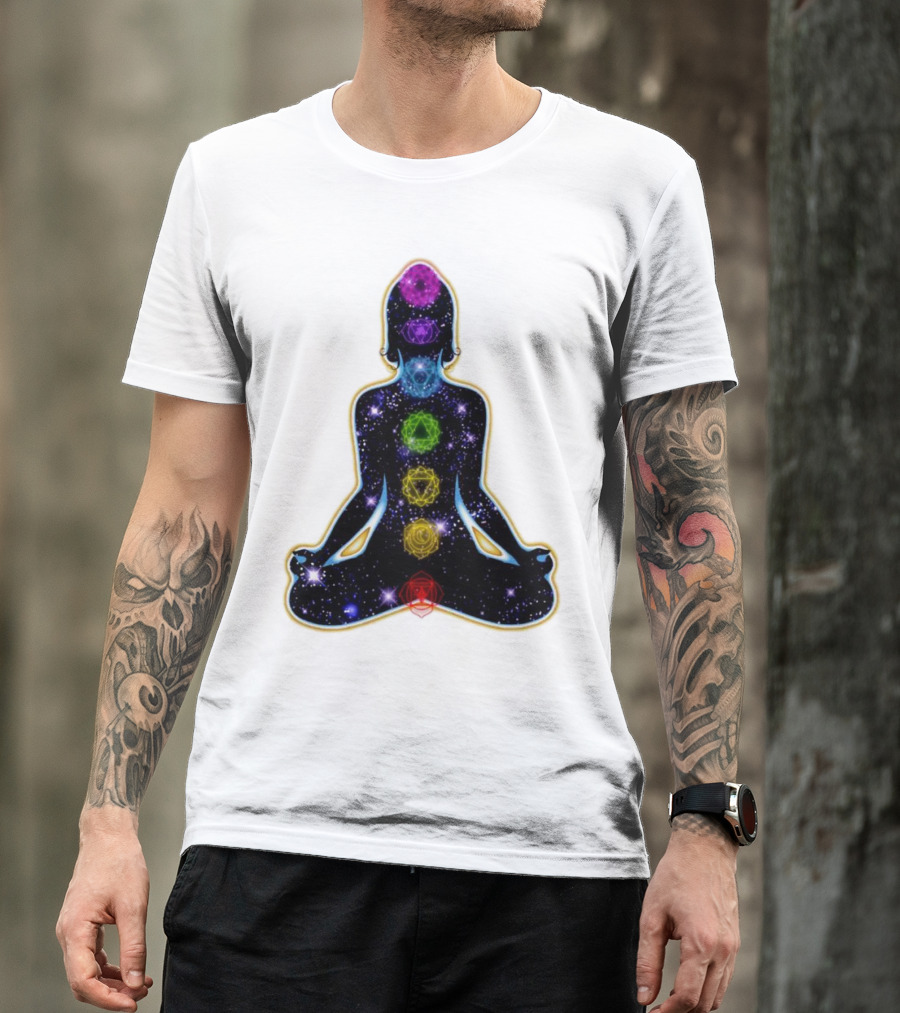 Rainbow Chakras Galaxy Meditation Christmas T-Shirt