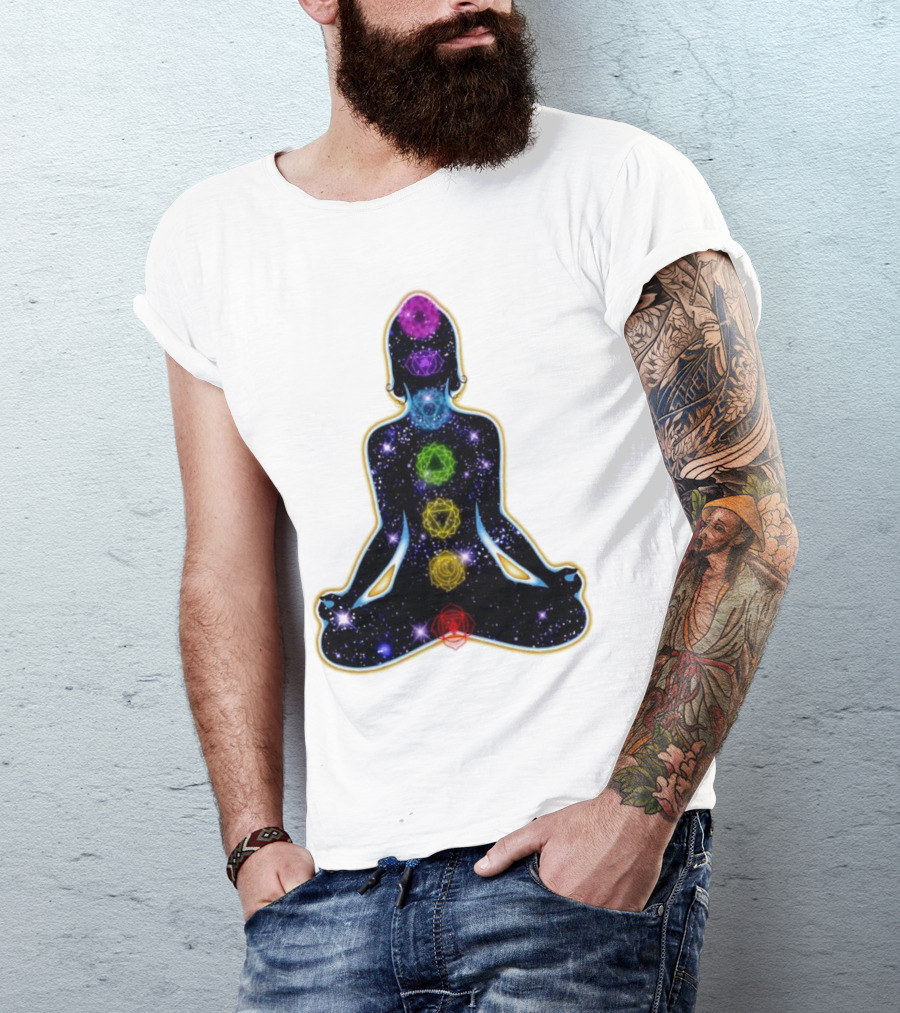 Rainbow Chakras Galaxy Meditation Christmas T-Shirt