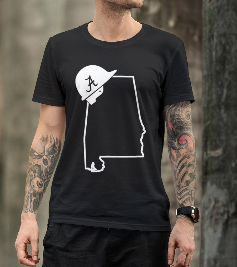 Alabama State Outline With A Logo Helmet Design New T-Shirt