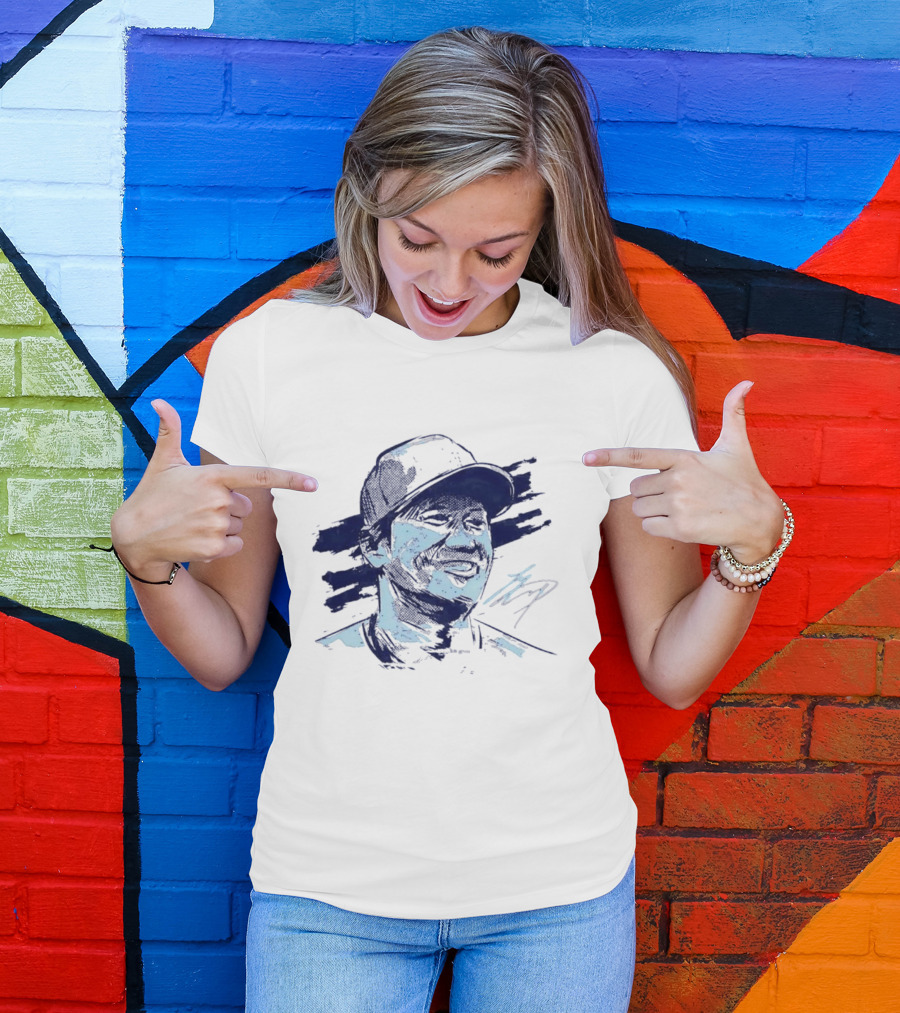 Shohei Ohtani Sketch Portrait Blue Brushstroke T-Shirt