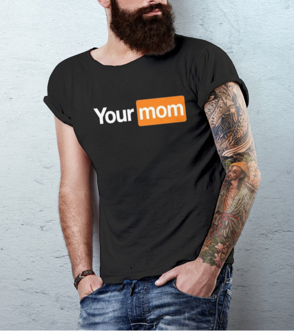 Your Mom Hub Parody With Orange Logo Block T-Shirt