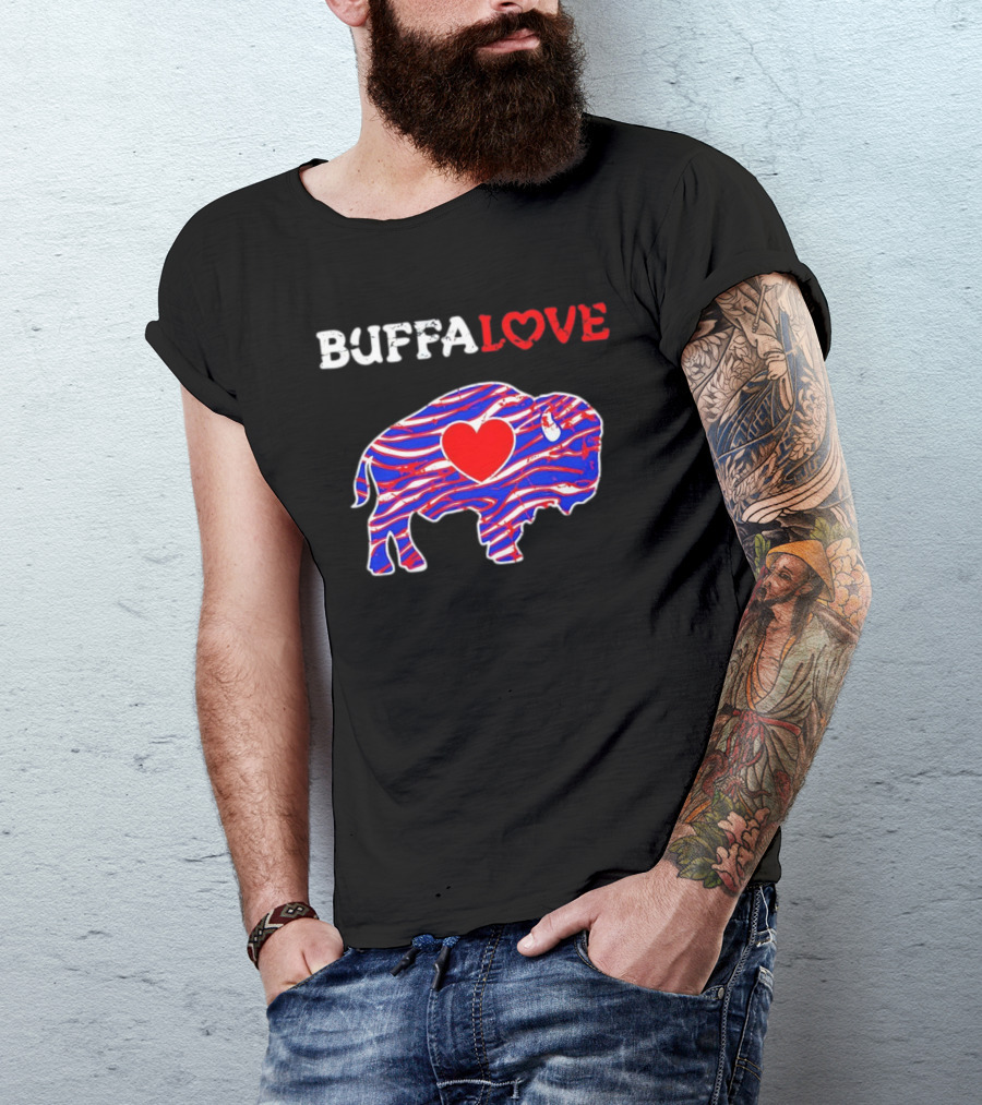 Buffalo Bills Buffalove Heart Logo With Red White Blue Buffalo T-Shirt