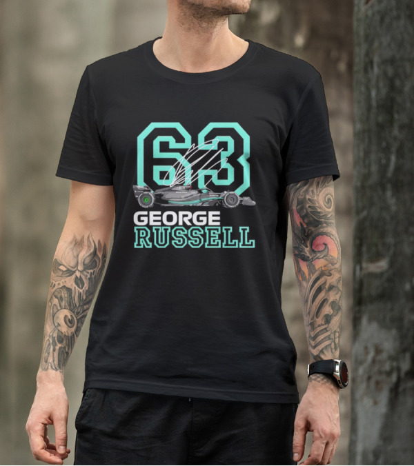 George Russell 63 Signature Formula 1 Car Racing T-Shirt