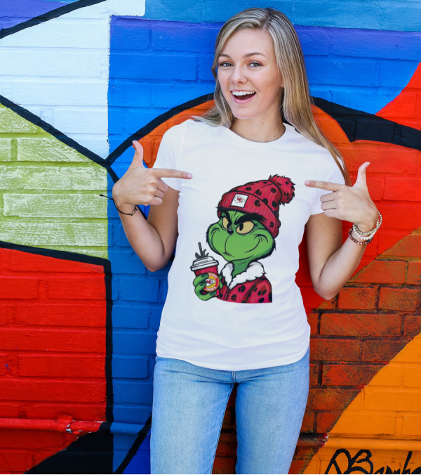 Grinch Kansas City Chiefs Leopard Print Coffee Cup T-Shirt