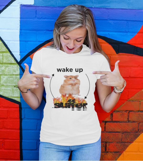Wake Up Suffer Mouse Fire Cycle Humor T-Shirt