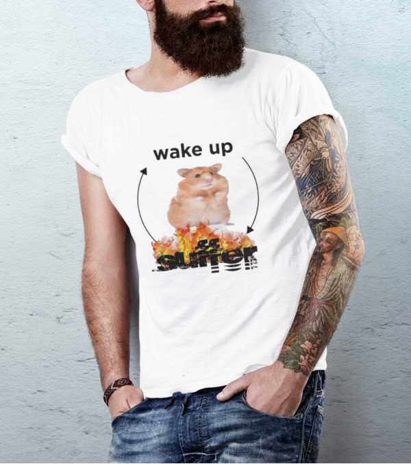 Wake Up Suffer Mouse Fire Cycle Humor T-Shirt