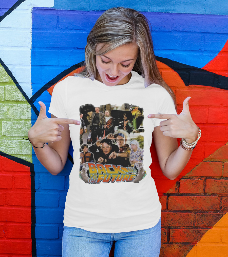 Back To The Future Movie Collage Iconic Characters And Scenes T-Shirt